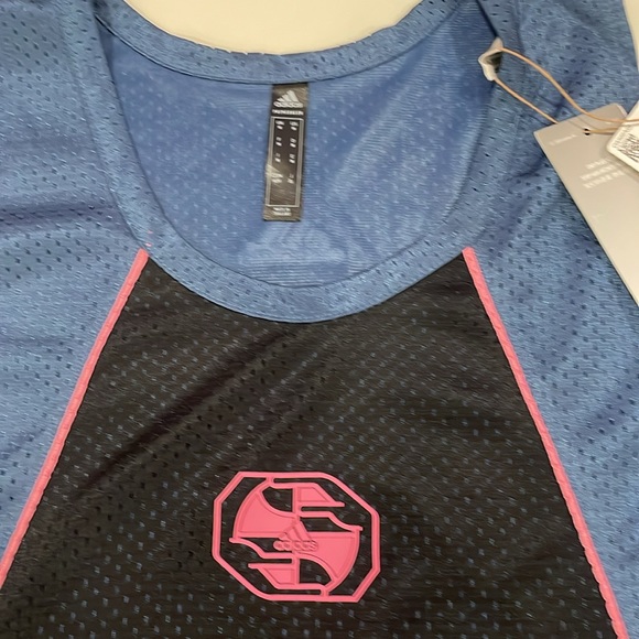 Men’s ADIDAS Mesh Basketball Jersey black/blue/pink size Medium - Picture 2 of 4